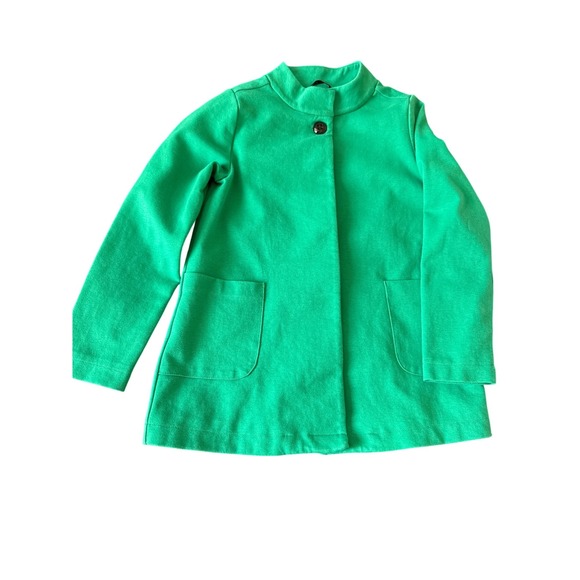 Gymboree Girl Fancy Dalmatian Green Ponte Coat Jacket Button Up Size M 7-8 - Picture 1 of 7